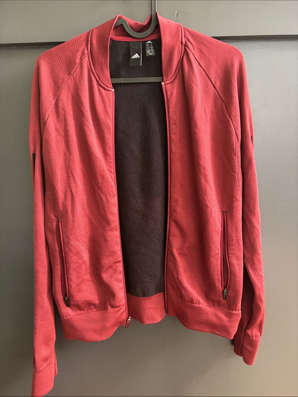 adidas burgundy Zip-Front Bomber Jacket